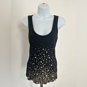 Express Black Sequin Fitted Tank Top